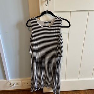 black and white striped dress